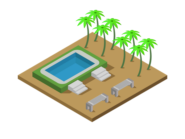 Beach Swimming Pool  Illustration