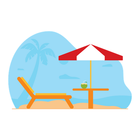 Beach umbrella chair sitting  Illustration