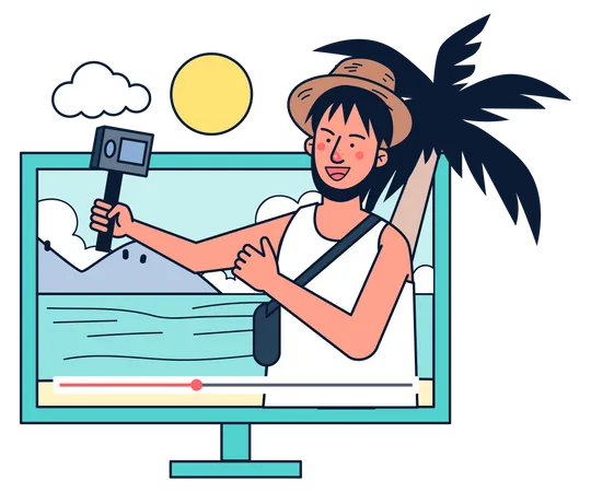 Beach vlog by vlogger  Illustration