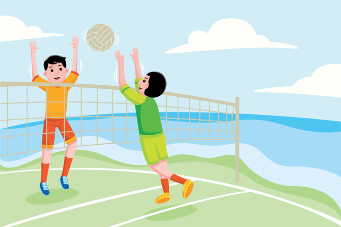 Beach Volleyball Illustration