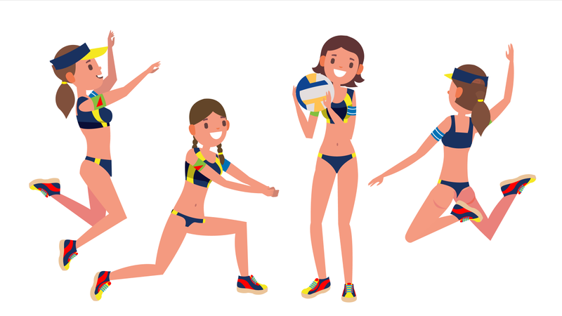 Beach Volleyball Player With Servicing Pose Illustration