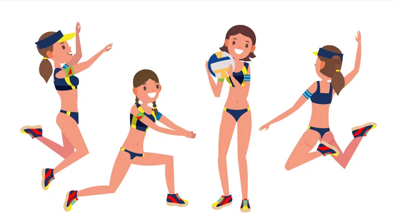 Beach Volleyball Player With Servicing Pose  Illustration