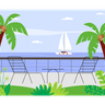 beach with chairs illustration free download