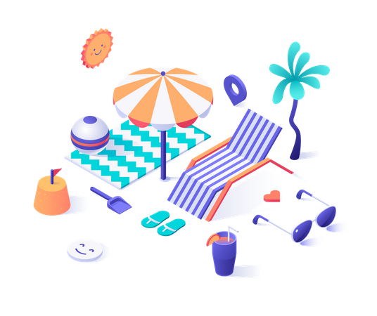Beachside Traveling location requirements  일러스트레이션