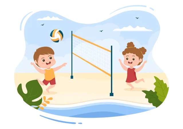 Beachvolleyballspieler, Karikatur, Abbildung  Illustration