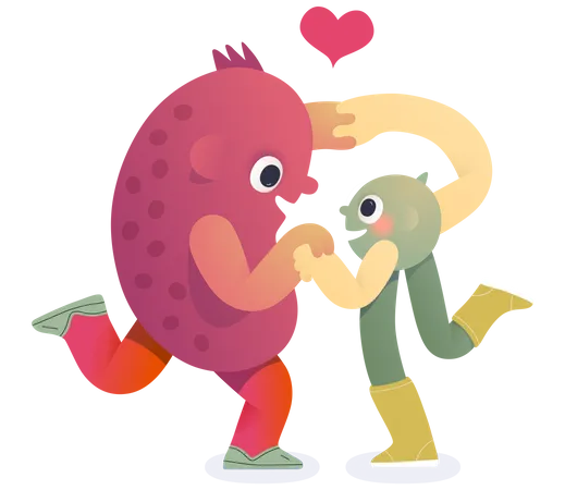 Bean and a pea in love  Illustration