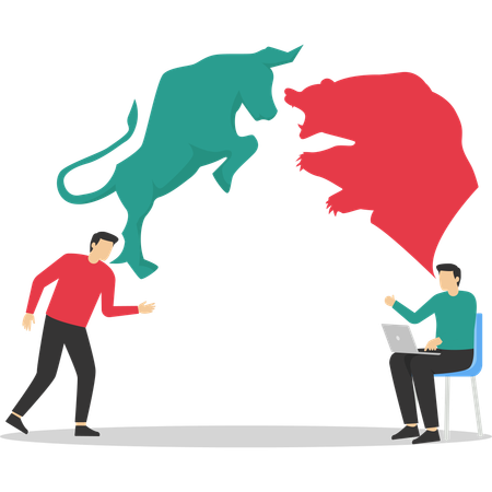 Bear and Bull fighting  Illustration