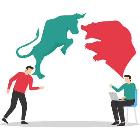 Bear and Bull fighting  Illustration