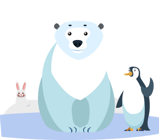 Bear And Penguin  Illustration