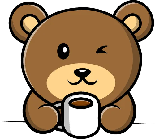 Bear Drink Coffee  Illustration