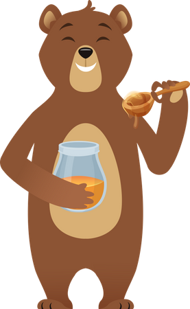 Bear eating honey  Illustration