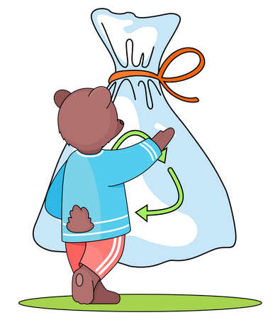 Bear holding bag of waste recycling Illustration