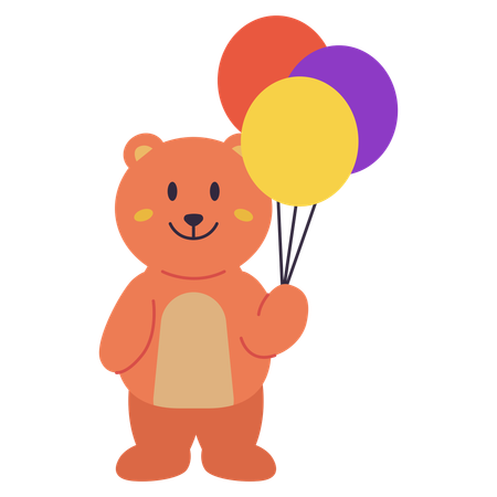 Bear holding  balloon  Illustration