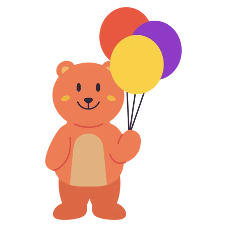 Bear Holding A Balloon Illustration
