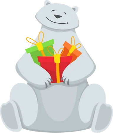 Bear holding gift  Illustration