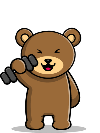 Bear Lifting Dumbbell Illustration