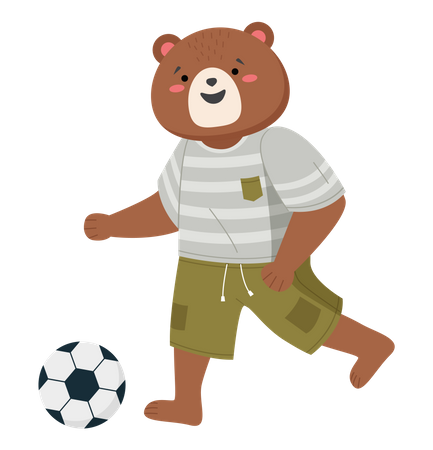 Bear playing football  Illustration