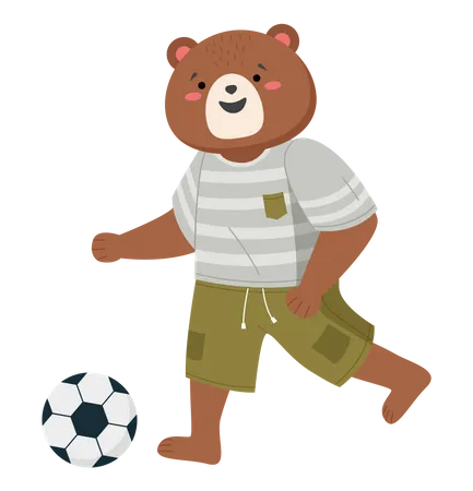 Bear playing football  Illustration