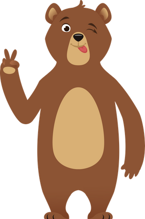 Bear showing peace sign  Illustration