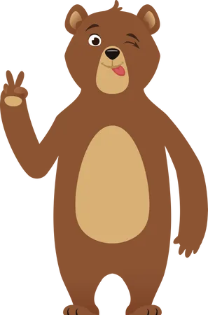 Bear showing peace sign Illustration