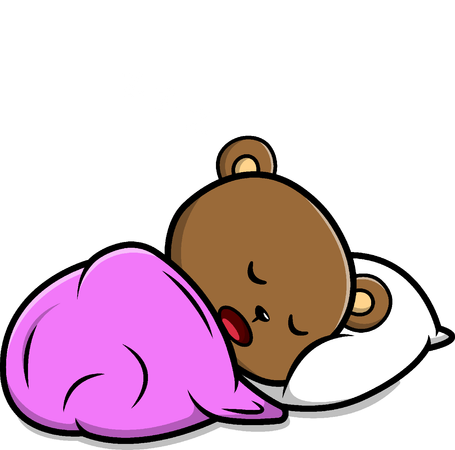 Bear Sleeping On Pillow With Blanket  Illustration