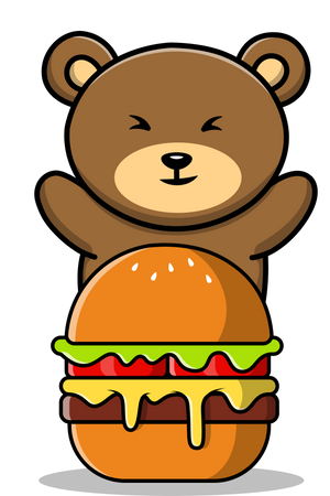 Bear With Burger  Illustration