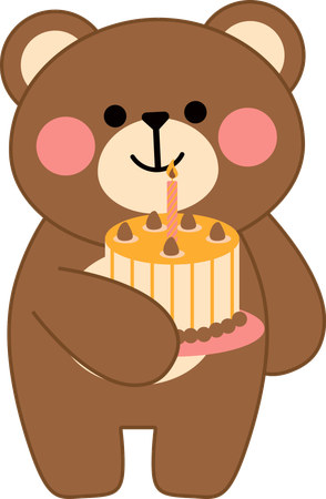 Bear with cake  Illustration