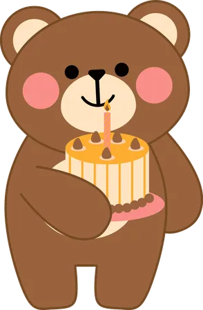 Bear with cake  Illustration