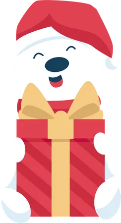 Bear with Christmas Gift  Illustration