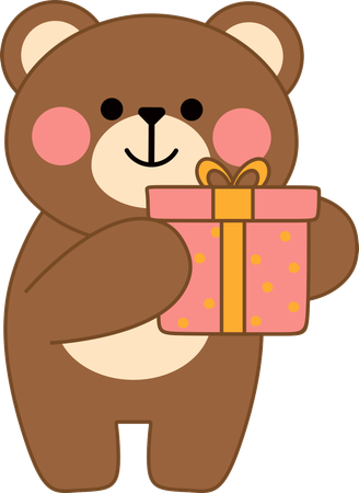 Bear with gift  Illustration