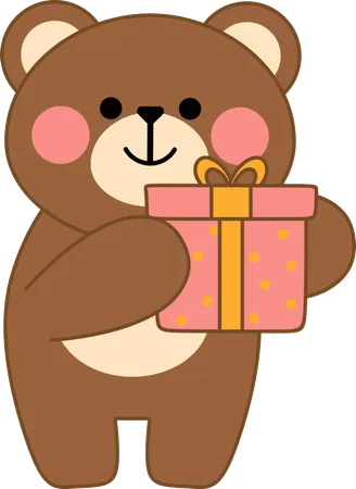 Bear with gift  Illustration