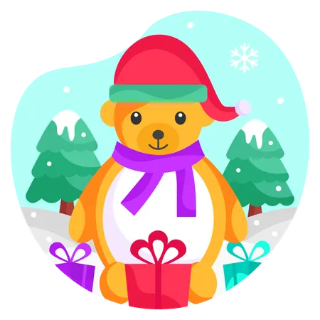 Bear with gifts  Illustration