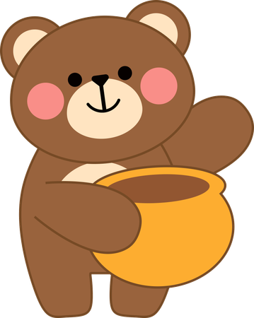 Bear with honey pot  Illustration