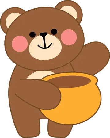 Bear with honey pot  Illustration