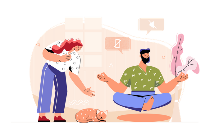 Beard man doing meditation  일러스트레이션