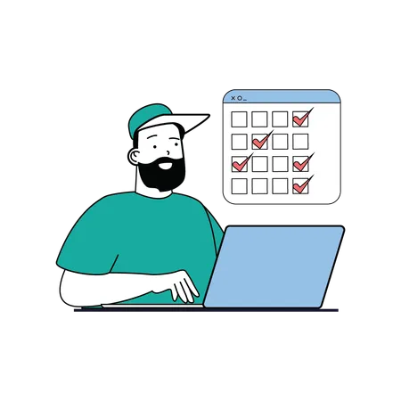 Beard man giving feedback online  Illustration