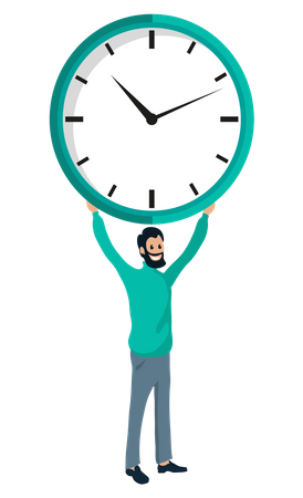 Beard man holding clock Illustration