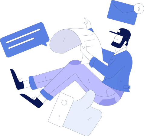 Beard man looking document  Illustration