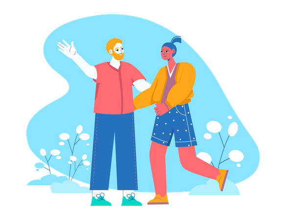 Beard man meet young girl  Illustration