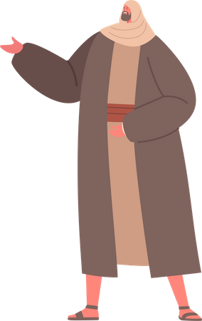 Bearded ancient israelite Man depicted with traditional clothing  Illustration