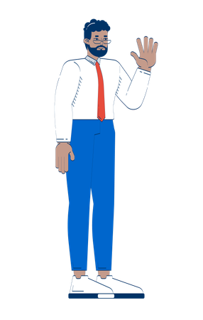 Bearded black male employee greeting  Illustration