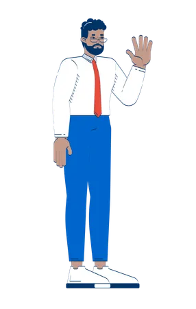 Bearded black male employee greeting  Illustration