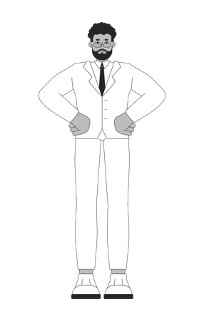 Bearded businessman standing in pose  Illustration