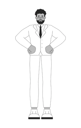 Bearded businessman standing in pose  Illustration