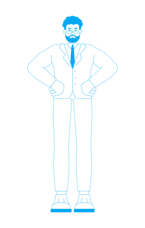 Bearded businessman standing in pose  Illustration