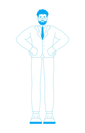 Bearded businessman standing in pose  Illustration