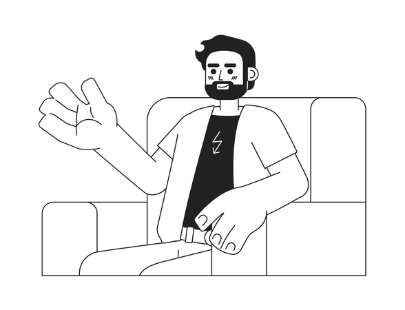 Bearded caucasian man sitting in armchair  Illustration