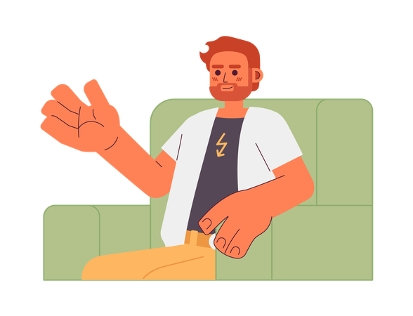 Bearded caucasian man sitting in armchair  Illustration