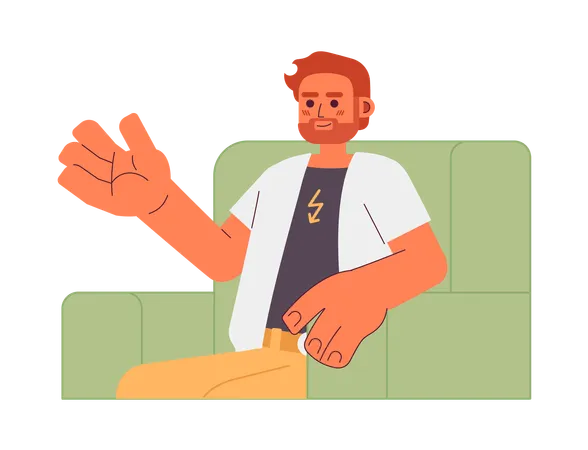 Bearded caucasian man sitting in armchair  Illustration