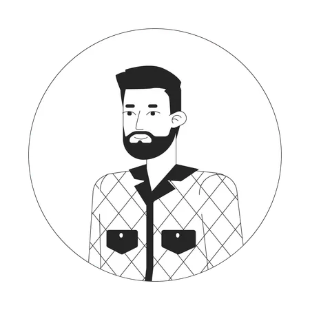 Bearded Caucasian Man Standing Black And White 2 D Vector Avatar Illustration Adult European Guy Relaxed Posing Outline Cartoon Character Face Isolated Office Worker In Casual Flat User Profile Image Illustration
